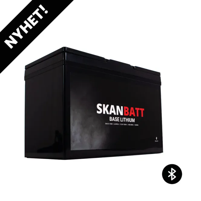 Hovedbilde Lithium 12V 100At 100A BMS blåtann SKANBATT Base - 3 Års ...